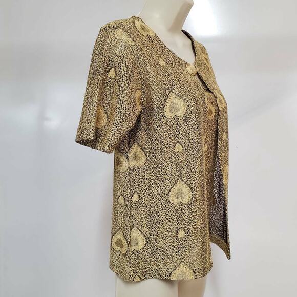 Liz Claiborne Petite XXS 2 Piece Top Set Sweater Metallic Gold Short Sleeve Cami - Picture 3 of 11